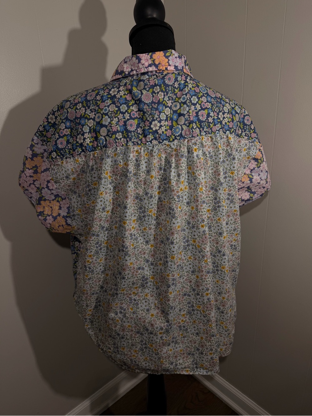 American Eagle Outfitters Floral Patchwork Blouse - Pink & Blue - Picture 2 of 6